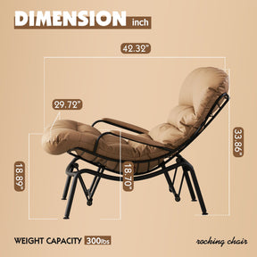 Ovios Rocking Chair PU with Ottoman, Metal Frame filled with Latex and Cotton