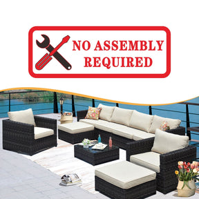 Ovios Outdoor Furniture Bigger Size 9-Piece, King Series, Sunbrella, No Assembly Required, with  2 Chairs