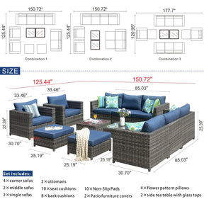 Ovios Patio Furniture Set Bigger Size 12-Piece, King Series, No Assembly Required