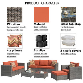 Ovios Patio Conversation Set Bigger Size 9-Piece, King Series, No Assembly Required