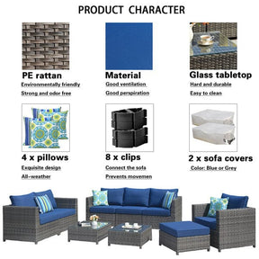 Ovios Patio Conversation Set Bigger Size 9-Piece, King Series, No Assembly Required