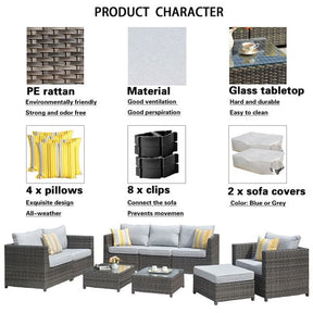Ovios Patio Conversation Set Bigger Size 9-Piece, King Series, No Assembly Required