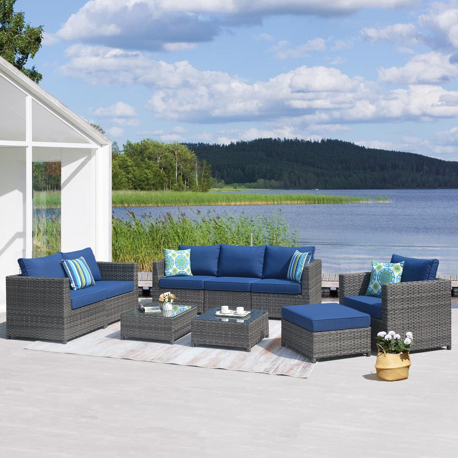 Ovios Patio Conversation Set Bigger Size 9-Piece, King Series,Fully Assembled