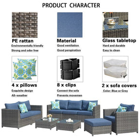 Ovios Patio Conversation Set Bigger Size 9-Piece, King Series, No Assembly Required