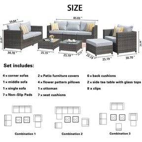 Ovios Patio Conversation Set Bigger Size 9-Piece, King Series, No Assembly Required
