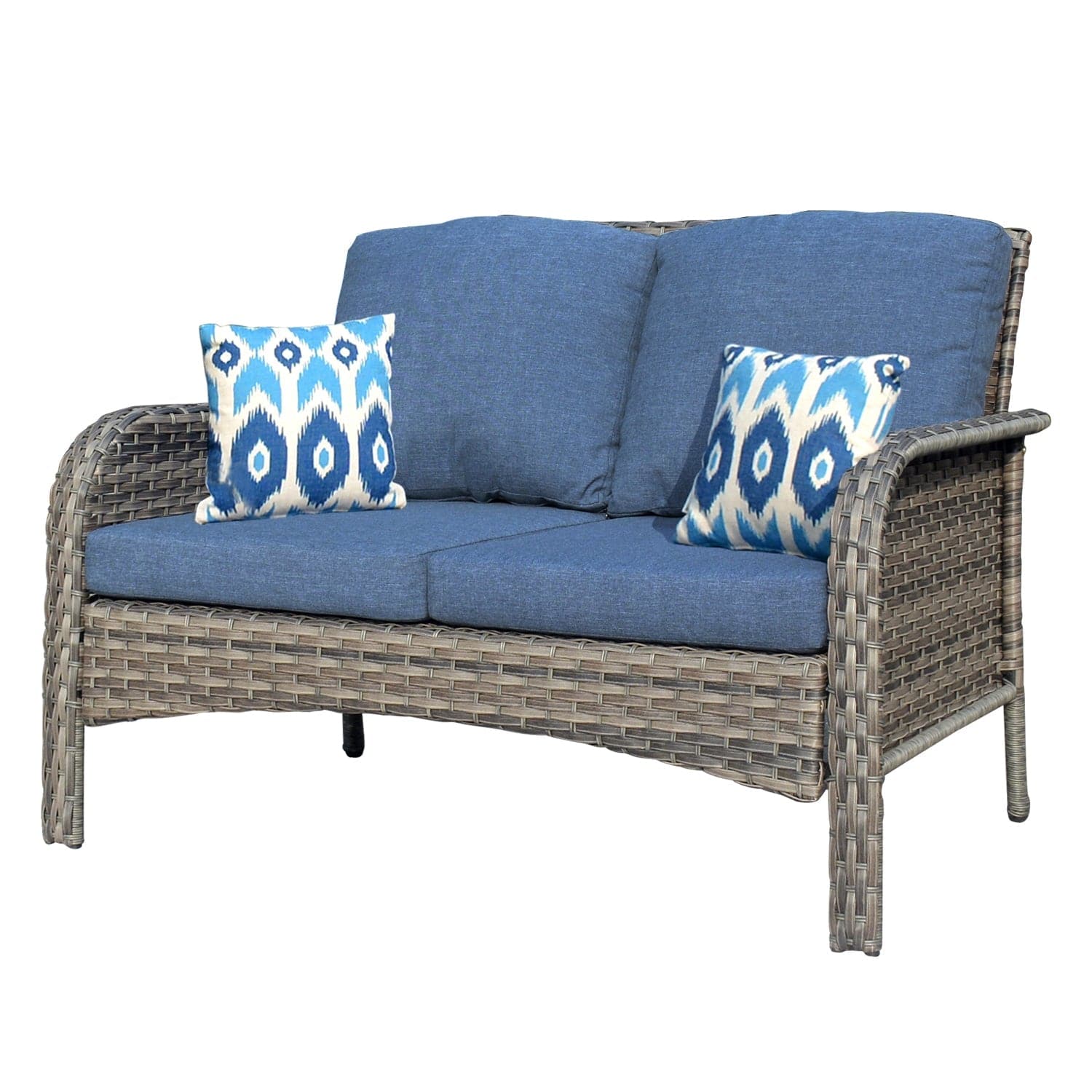 #color_Grey Wicker Denim Blue Cushion