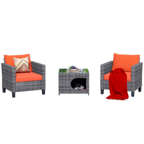 Ovios Patio Chairs New Vultros 3-Piece with Pet Table High Back Square Shape Armrest