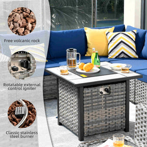 Ovios 10 Pieces Patio Furniture with 7.68'' Handrails and 30'' Fire Pit Table Rocking Chair