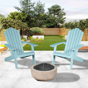 Ovios Outdoor Chairs 3-Piece Adirondack Chair with 23.62'' Light Brown Fire Pit