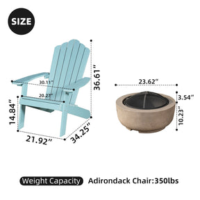 Ovios Outdoor Chairs 3-Piece Adirondack Chair with 23.62'' Light Brown Fire Pit
