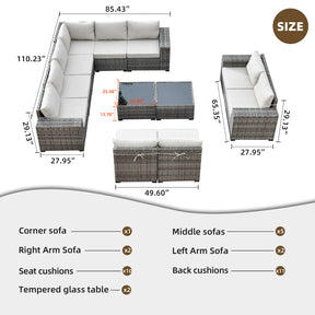 Ovios 12 Pieces Patio Conversation Set with 7.68'' Broad Handrails