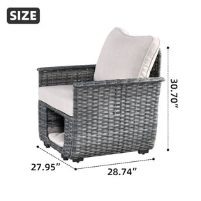 Ovios Patio Chairs Dark Grey Wicker 2 Pieces with Multifunctional Storage