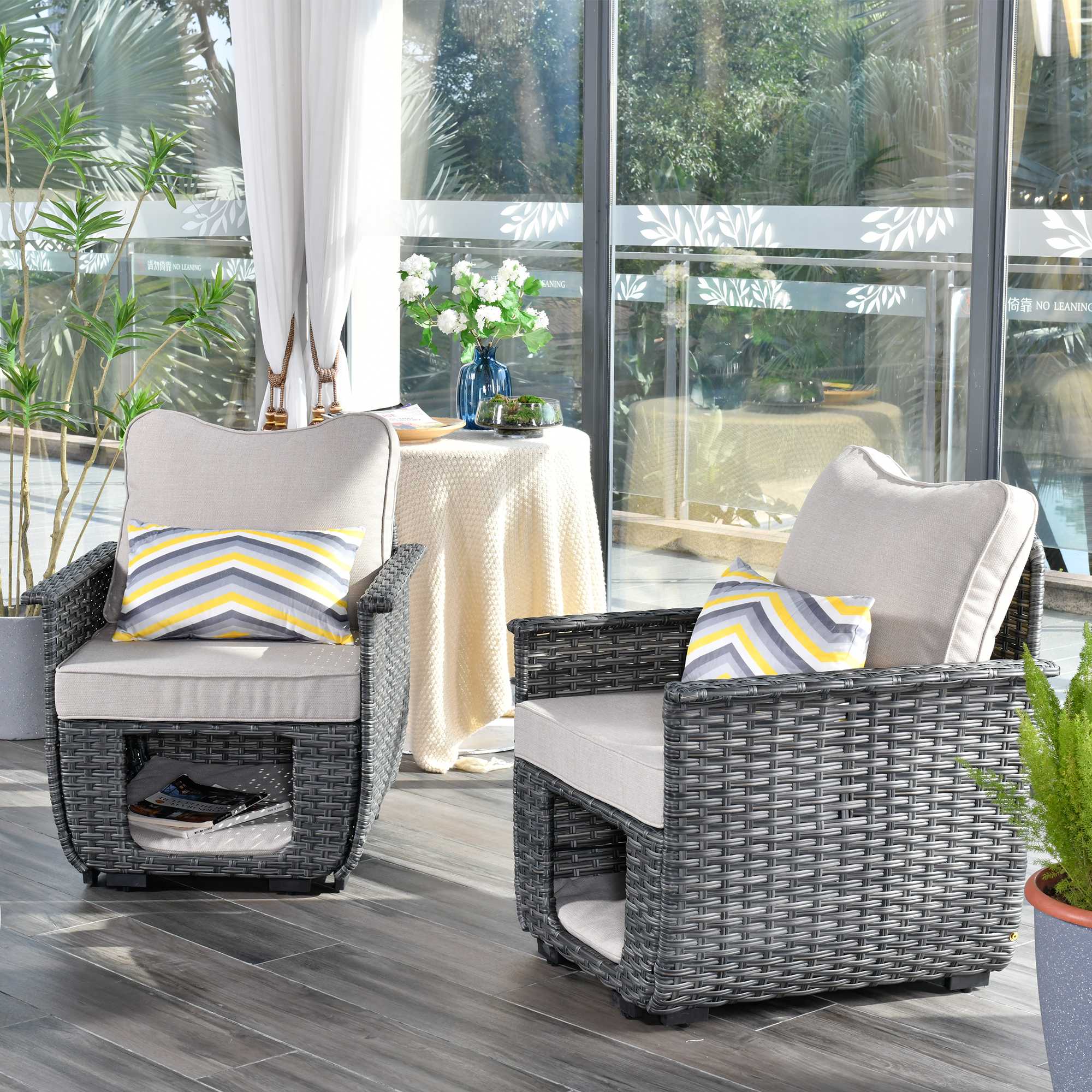 Ovios Patio Chairs *2 Pieces ,Multifunctional Storage,Pet Serie