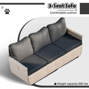 Ovios Patio Conversation Set 5 Pieces Beige Wicker with Multifunctional Storage