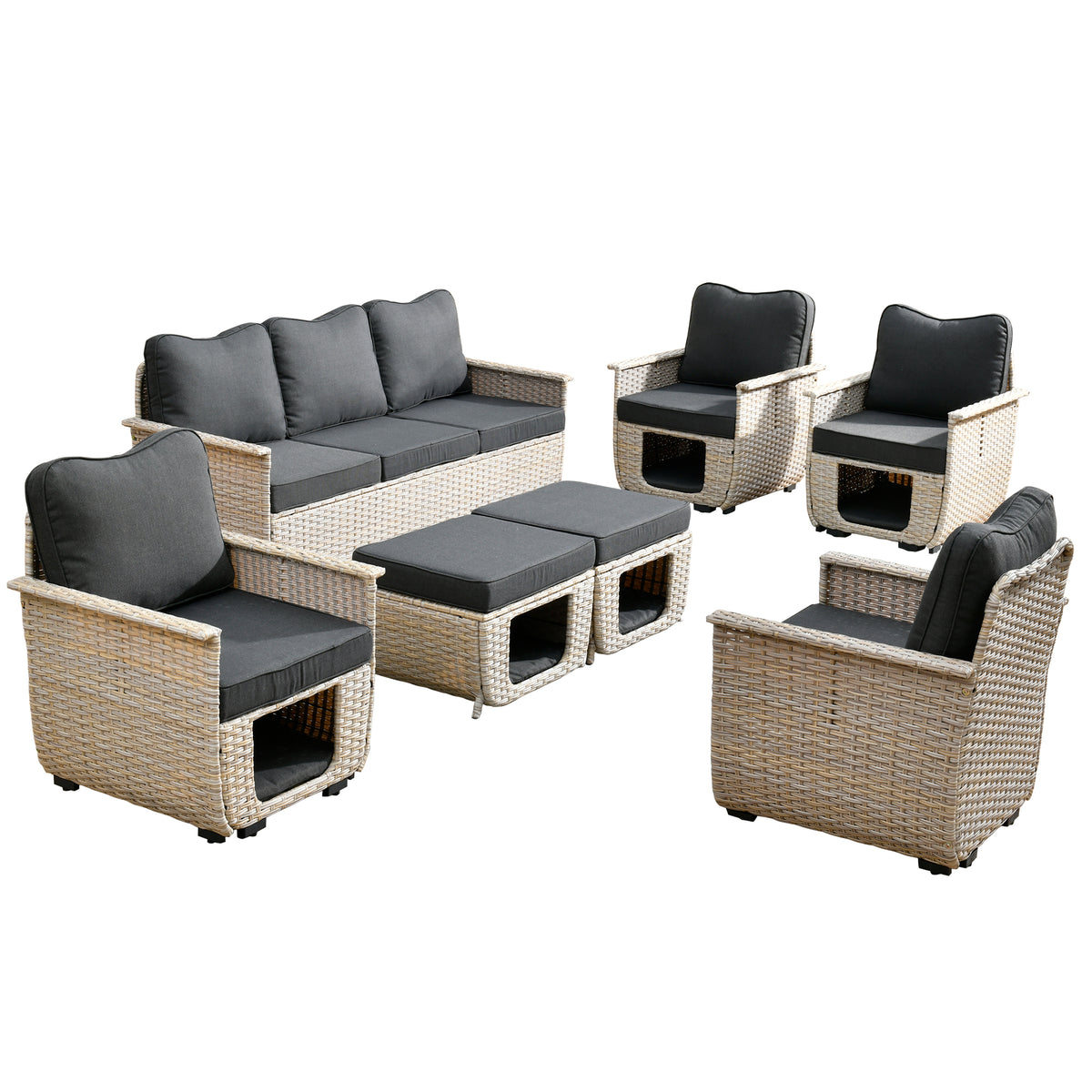 #color_Beige Wicker Black Cushion