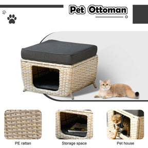 Ovios Patio Conversation Set 5 Pieces Beige Wicker with Multifunctional Storage