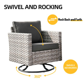 Ovios 9 Pieces Outdoor Furniture with 7.68'' Broad Handrails and Rocking Chair