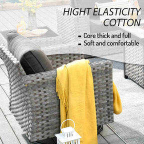 Ovios 10 Pieces Patio Furniture with 7.68'' Handrails and 30'' Fire Pit Table Rocking Chair