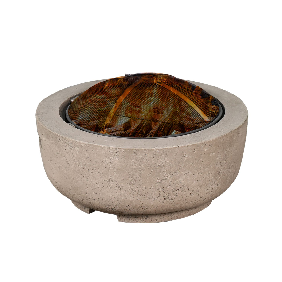 Ovios 23.62'' Round Magnesium Oxide Wood Burning Light Brown Fire Pit