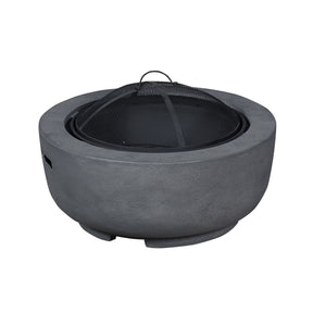 Ovios 23.62'' Round Magnesium Oxide Wood Burning Dark Grey Fire Pit