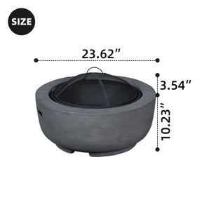 Ovios 23.62'' Round Magnesium Oxide Wood Burning Dark Grey Fire Pit