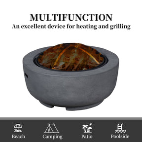 Ovios 23.62'' Round Magnesium Oxide Wood Burning Dark Grey Fire Pit