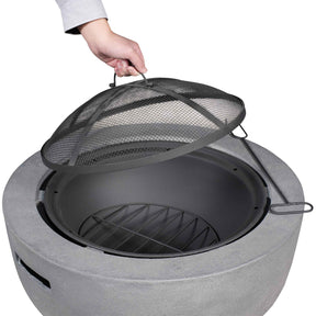 Ovios 23.62'' Round Magnesium Oxide Wood Burning Dark Grey Fire Pit