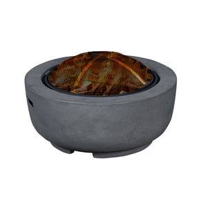 Ovios 23.62'' Round Magnesium Oxide Wood Burning Dark Grey Fire Pit