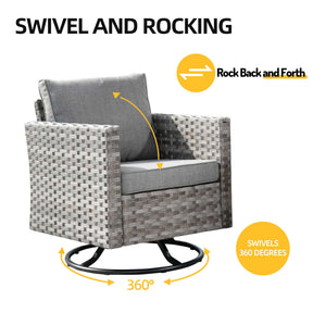 Ovios 9 Pieces Outdoor Furniture with 7.68'' Broad Handrails and Rocking Chair