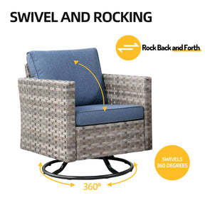 Ovios 9 Pieces Outdoor Furniture with 7.68'' Broad Handrails and Rocking Chair