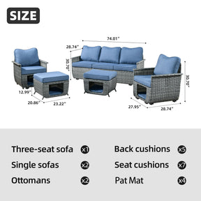 Ovios Patio Conversation Set 5 Pieces with Multifunctional Storage