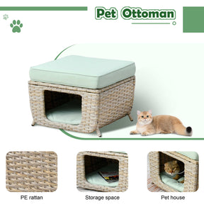 Ovios Patio Conversation Set 5 Pieces Beige Wicker with Multifunctional Storage