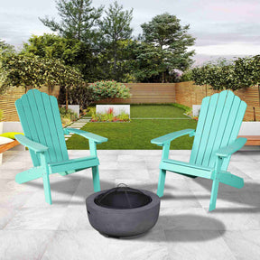 Ovios Outdoor Chairs 3-Piece Adirondack Chair with 23.62'' Dark Grey Fire Pit