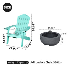 Ovios Outdoor Chairs 3-Piece Adirondack Chair with 23.62'' Dark Grey Fire Pit