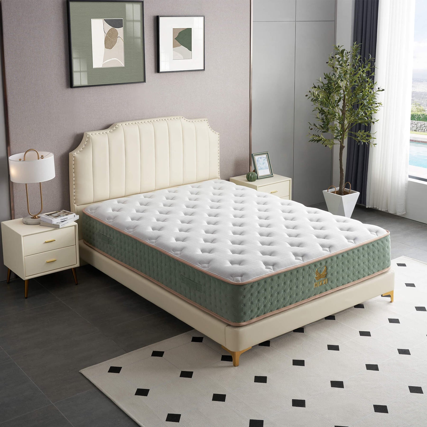 Xizzi 12" Medium Hybrid Mattress Bamboo Fiber Fabric Cooling Gel Memory Foam