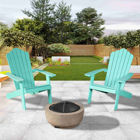 Ovios Outdoor Chairs 3-Piece Adirondack Chair with 23.62'' Light Brown Fire Pit