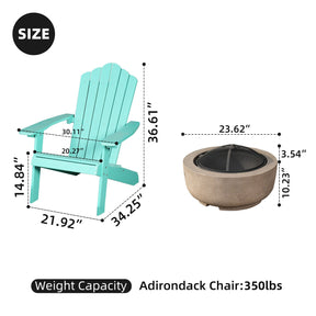 Ovios Outdoor Chairs 3-Piece Adirondack Chair with 23.62'' Light Brown Fire Pit