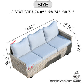 Ovios Patio Conversation Set 7 Pieces Beige Wicker with Multifunctional Storage