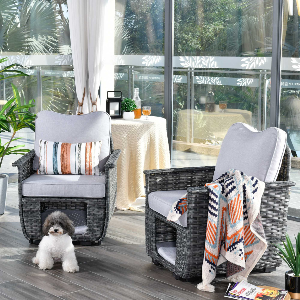 #color_Dark Grey Wicker Light Grey Cushion