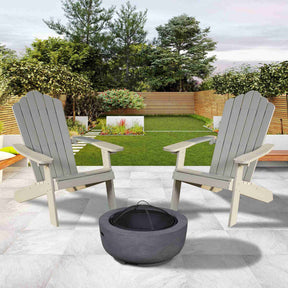 Ovios Outdoor Chairs 3-Piece Adirondack Chair with 23.62'' Dark Grey Fire Pit