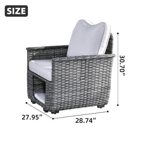 Ovios Patio Chairs Dark Grey Wicker 2 Pieces with Multifunctional Storage