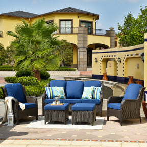Ovios Patio Conversation Set 5-Piece with Cushions Kenard Curved Handrest