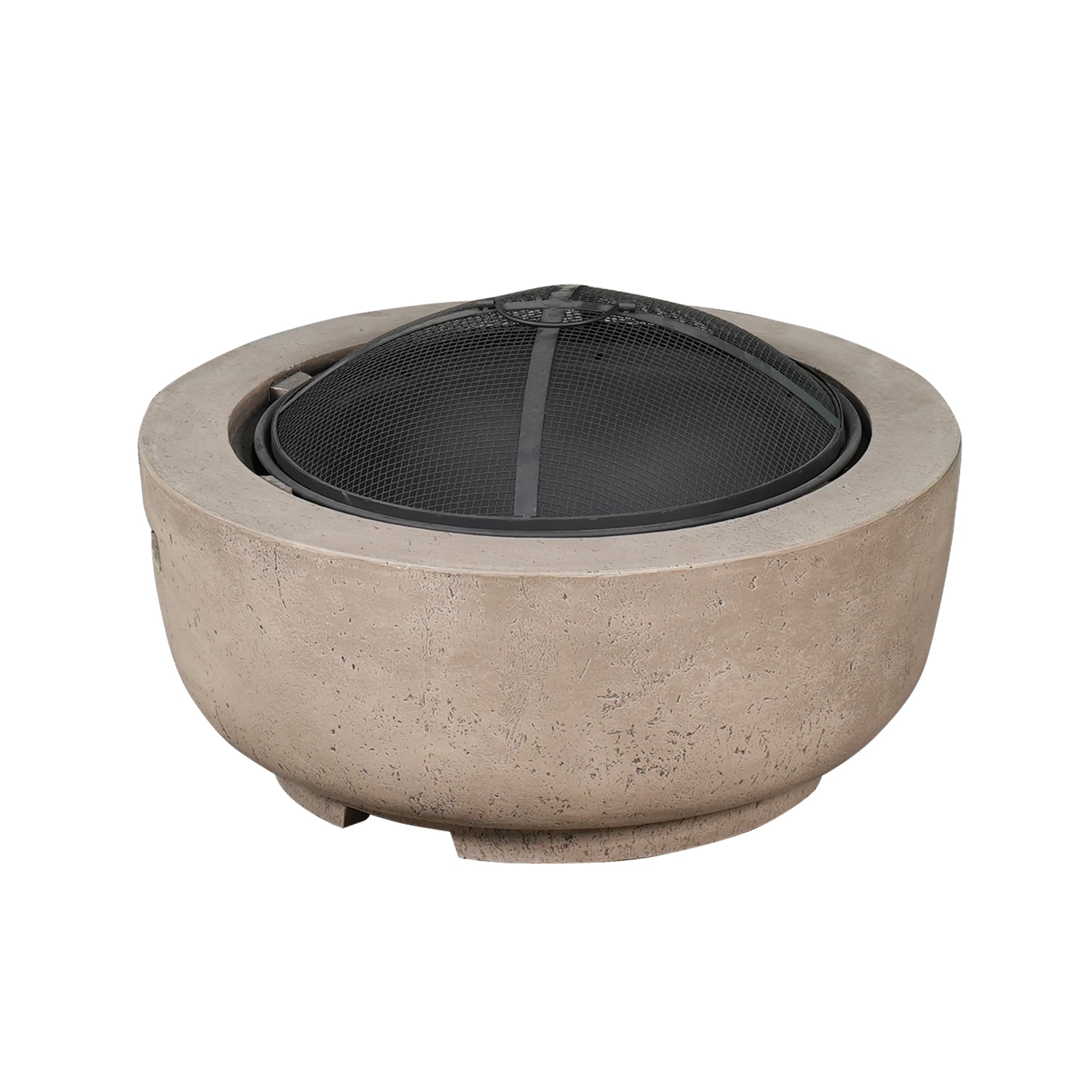 Ovios 23.62'' Round Magnesium Oxide Wood Burning Light Brown Fire Pit