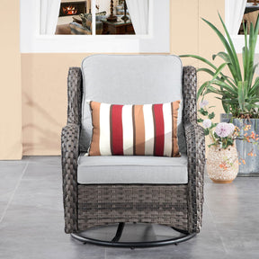 Ovios Patio Conversation Set 7-Piece with Swivel Chairs and Table Kenard