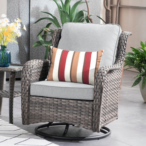 Ovios Patio Conversation Set 7-Piece with Swivel Chairs and Table Kenard