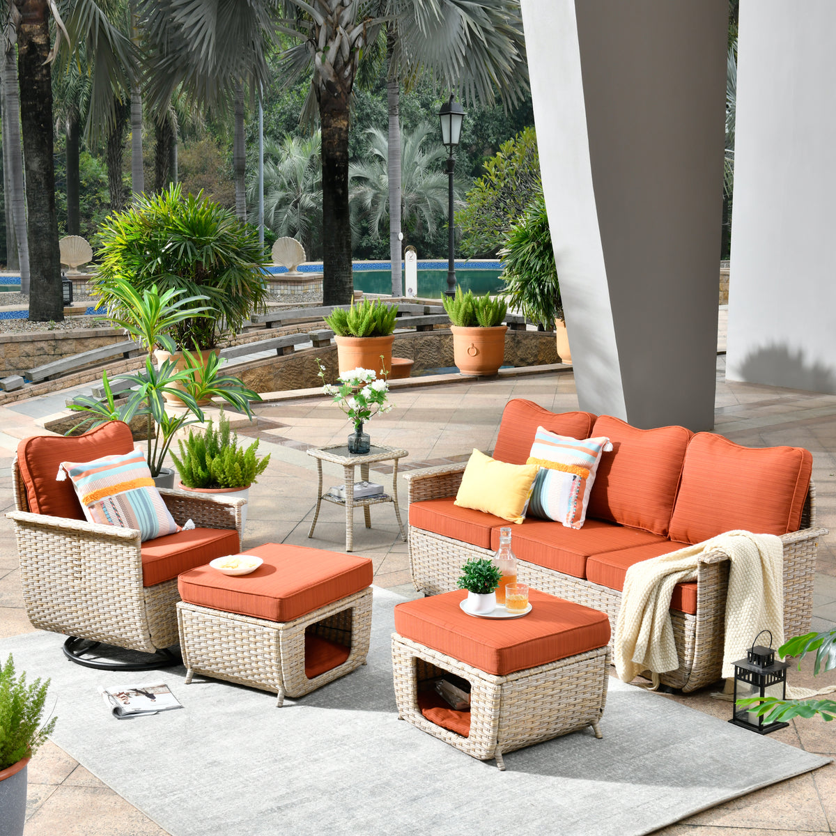 #color_Beige Wicker Orange Cushion