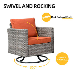 Ovios 9 Pieces Outdoor Furniture with 7.68'' Broad Handrails and Rocking Chair