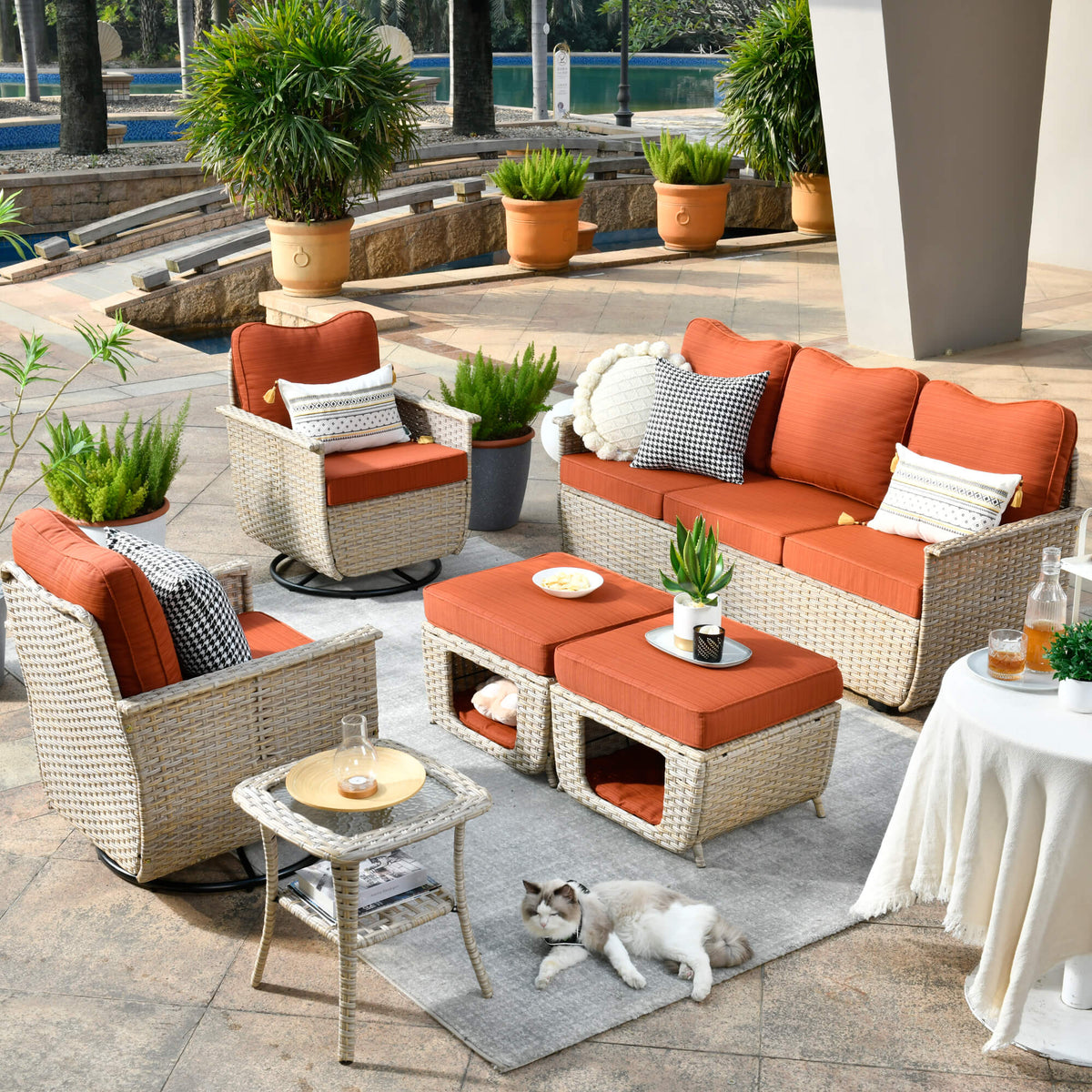 #color_Beige Wicker Orange Cushion