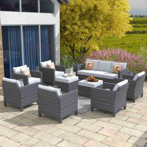 Ovios Patio Conversation Set New Vultros 9-Piece High Back with Cushions