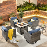 #color_Grey Wicker Denim Blue Cushion